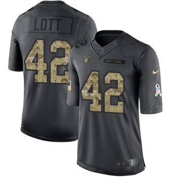 Raiders #42 Ronnie Lott Black Men's Stitched NFL Limited 2016 Salute To Service Jersey Raiders #42 Ronnie Lott Black Men's Stitched NFL Limited 2016 Salute To Service Jersey
