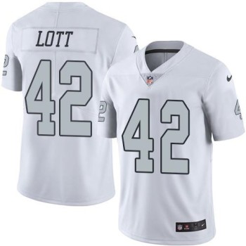Raiders #42 Ronnie Lott White Men's Stitched NFL Limited Rush Jersey Raiders #42 Ronnie Lott White Men's Stitched NFL Limited Rush Jersey