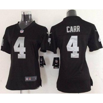 Raiders #4 Derek Carr Black Team Color Women's Stitched NFL Elite Jersey Raiders #4 Derek Carr Black Team Color Women's Stitched NFL Elite Jersey