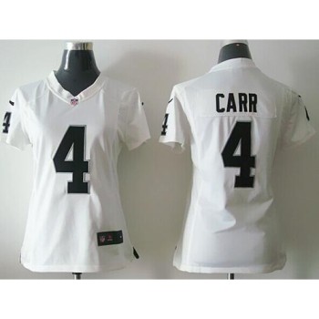 Raiders #4 Derek Carr White Women's Stitched NFL Elite Jersey Raiders #4 Derek Carr White Women's Stitched NFL Elite Jersey