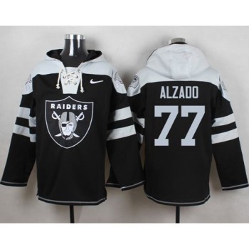 Raiders #77 Lyle Alzado Black Player Pullover NFL Hoodie Raiders #77 Lyle Alzado Black Player Pullover NFL Hoodie