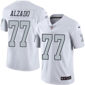 Raiders #77 Lyle Alzado White Men's Stitched NFL Limited Rush Jersey Raiders #77 Lyle Alzado White Men's Stitched NFL Limited Rush Jersey