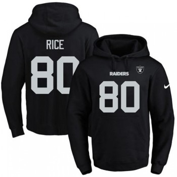 Raiders #80 Jerry Rice Black Name & Number Pullover NFL Hoodie