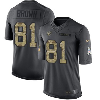 Raiders #81 Tim Brown Black Men's Stitched NFL Limited 2016 Salute To Service Jersey Raiders #81 Tim Brown Black Men's Stitched NFL Limited 2016 Salute To Service Jersey