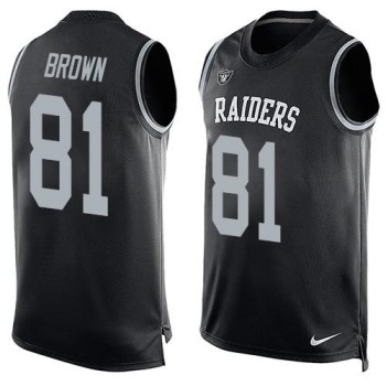 Raiders #81 Tim Brown Black Team Color Men's Stitched NFL Limited Tank Top Jersey Raiders #81 Tim Brown Black Team Color Men's Stitched NFL Limited Tank Top Jersey