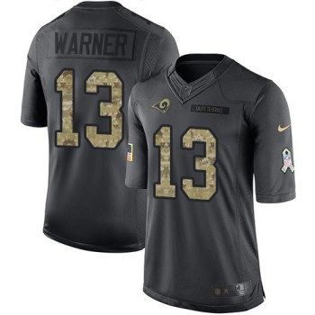 Rams #13 Kurt Warner Black Men's Stitched NFL Limited 2016 Salute to Service Jersey Rams #13 Kurt Warner Black Men's Stitched NFL Limited 2016 Salute to Service Jersey