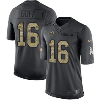 Rams #16 Jared Goff Black Men's Stitched NFL Limited 2016 Salute to Service Jersey Rams #16 Jared Goff Black Men's Stitched NFL Limited 2016 Salute to Service Jersey