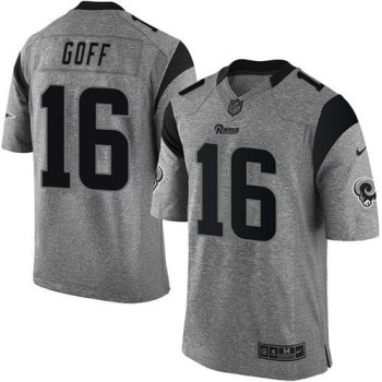 Rams #16 Jared Goff Gray Men's Stitched NFL Limited Gridiron Gray Jersey Rams #16 Jared Goff Gray Men's Stitched NFL Limited Gridiron Gray Jersey