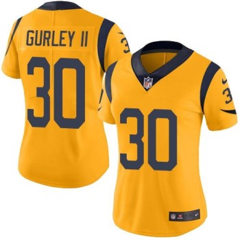 Rams #30 Todd Gurley II Gold Women's Stitched NFL Limited Rush Jersey Rams #30 Todd Gurley II Gold Women's Stitched NFL Limited Rush Jersey