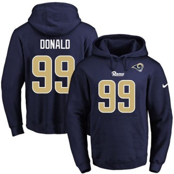 Rams #99 Aaron Donald Navy Blue Name & Number Pullover NFL Hoodie
