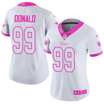 Rams #99 Aaron Donald White/Pink Women's Stitched NFL Limited Rush Fashion Jersey Rams #99 Aaron Donald White/Pink Women's Stitched NFL Limited Rush Fashion Jersey