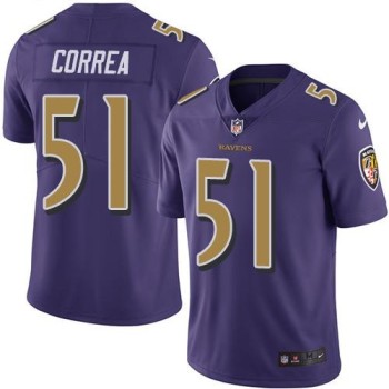 Ravens #51 Kamalei Correa Purple Men's Stitched NFL Limited Rush Jersey