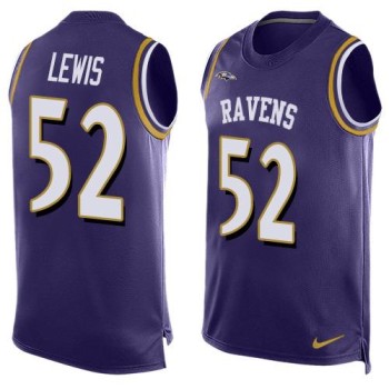 Ravens #52 Ray Lewis Purple Team Color Men's Stitched NFL Limited Tank Top Jersey