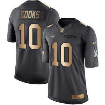 Saints #10 Brandin Cooks Black Men's Stitched NFL Limited Gold Salute To Service Jersey