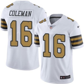 Saints #16 Brandon Coleman White Men's Stitched NFL Limited Rush Jersey