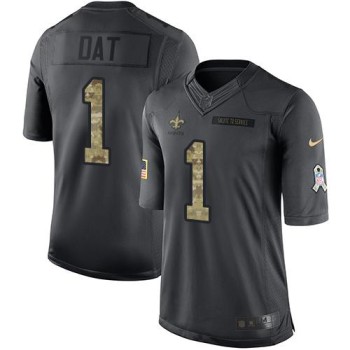 Saints #1 Who Dat Black Men's Stitched NFL Limited 2016 Salute To Service Jersey