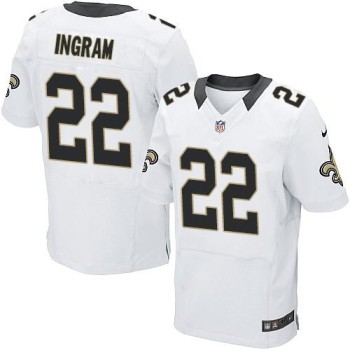 Saints #22 Mark Ingram White Men's Stitched NFL Elite Jersey