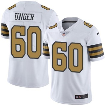 Saints #60 Max Unger White Men's Stitched NFL Limited Rush Jersey