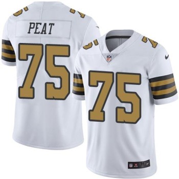 Saints #75 Andrus Peat White Youth Stitched NFL Limited Rush Jersey