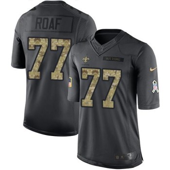 Saints #77 Willie Roaf Black Men's Stitched NFL Limited 2016 Salute To Service Jersey