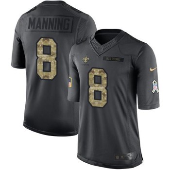 Saints #8 Archie Manning Black Men's Stitched NFL Limited 2016 Salute To Service Jersey