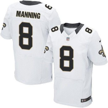 Saints #8 Archie Manning White Men's Stitched NFL Elite Jersey