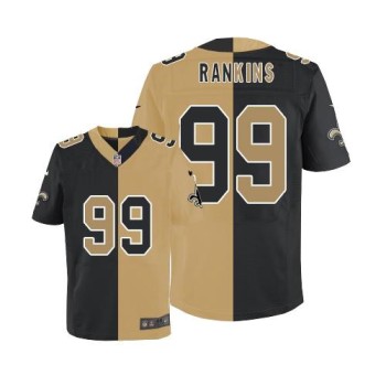 Saints #99 Sheldon Rankins Black/Gold Men's Stitched NFL Elite Split Jersey