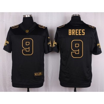 Saints #9 Drew Brees Black Men's Stitched NFL Elite Pro Line Gold Collection Jersey