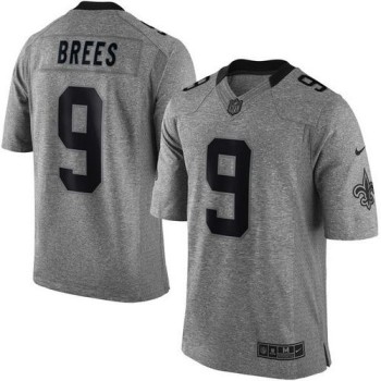Saints #9 Drew Brees Gray Men's Stitched NFL Limited Gridiron Gray Jersey