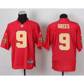 Saints #9 Drew Brees Red Men's Stitched NFL Elite QB Practice Jersey