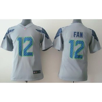 Seahawks #12 Fan Grey Alternate Youth Stitched NFL Elite Jersey