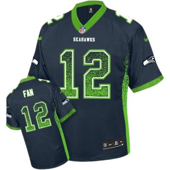 Seahawks #12 Fan Steel Blue Team Color Youth Stitched NFL Elite Drift Fashion Jersey
