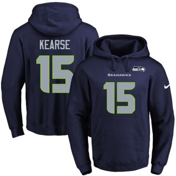 Seahawks #15 Jermaine Kearse Navy Blue Name & Number Pullover NFL Hoodie