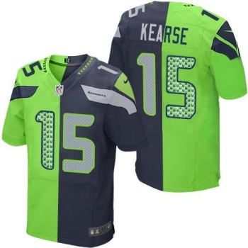 Seahawks #15 Jermaine Kearse Steel Blue/Green Men's Stitched NFL Elite Split Jersey