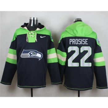 Seahawks #22 C. J. Prosise Navy Blue Player Pullover NFL Hoodie