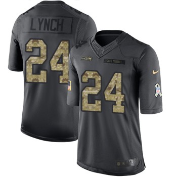 Seahawks #24 Marshawn Lynch Black Youth Stitched NFL Limited 2016 Salute to Service Jersey