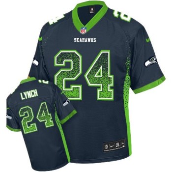 Seahawks #24 Marshawn Lynch Steel Blue Team Color Youth Stitched NFL Elite Drift Fashion Jersey