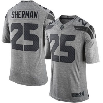 Seahawks #25 Richard Sherman Gray Men's Stitched NFL Limited Gridiron Gray Jersey Seahawks #25 Richard Sherman Gray Men's Stitched NFL Limited Gridiron Gray Jersey