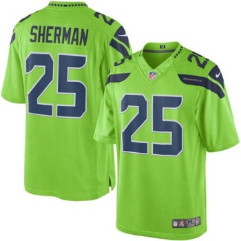 Seahawks #25 Richard Sherman Green Youth Stitched NFL Limited Rush Jersey