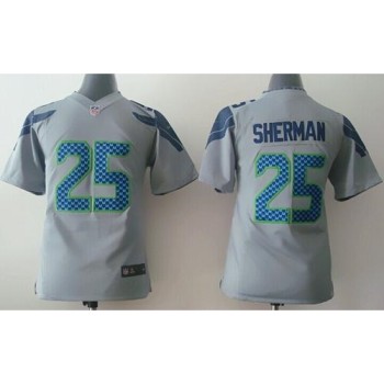 Seahawks #25 Richard Sherman Grey Alternate Youth Stitched NFL Elite Jersey