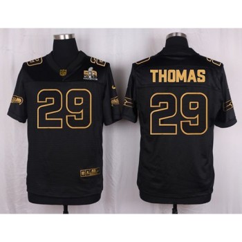 Seahawks #29 Earl Thomas III Black Men's Stitched NFL Elite Pro Line Gold Collection Jersey