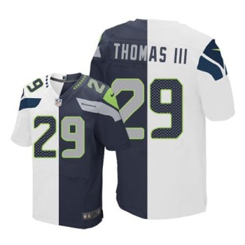 Seahawks #29 Earl Thomas III White/Steel Blue Men's Stitched NFL Elite Split Jersey Seahawks #29 Earl Thomas III White/Steel Blue Men's Stitched NFL Elite Split Jersey