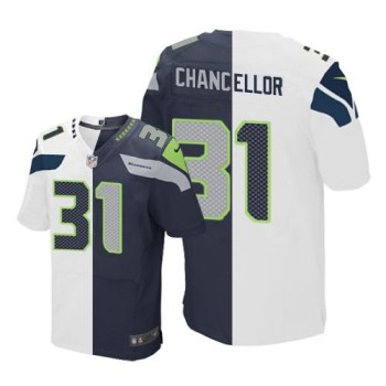 Seahawks #31 Kam Chancellor White/Steel Blue Men's Stitched NFL Elite Split Jersey Seahawks #31 Kam Chancellor White/Steel Blue Men's Stitched NFL Elite Split Jersey