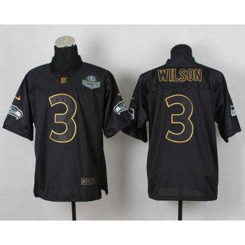 Seahawks #3 Russell Wilson Black Gold No. Fashion Men's Stitched NFL Elite Jersey