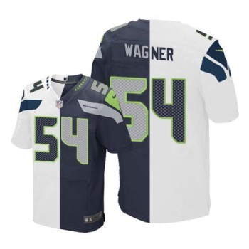 Seahawks #54 Bobby Wagner White/Steel Blue Men's Stitched NFL Elite Split Jersey Seahawks #54 Bobby Wagner White/Steel Blue Men's Stitched NFL Elite Split Jersey