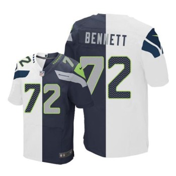 Seahawks #72 Michael Bennett White/Steel Blue Men's Stitched NFL Elite Split Jersey Seahawks #72 Michael Bennett White/Steel Blue Men's Stitched NFL Elite Split Jersey