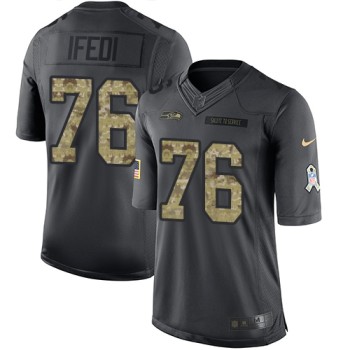 Seahawks #76 Germain Ifedi Black Men's Stitched NFL Limited 2016 Salute to Service Jersey