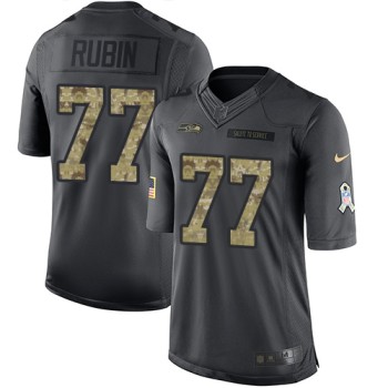 Seahawks #77 Ahtyba Rubin Black Men's Stitched NFL Limited 2016 Salute to Service Jersey