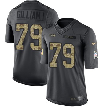 Seahawks #79 Garry Gilliam Black Men's Stitched NFL Limited 2016 Salute to Service Jersey