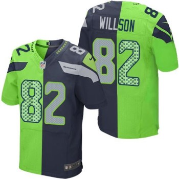 Seahawks #82 Luke Willson Steel Blue/Green Men's Stitched NFL Elite Split Jersey Seahawks #82 Luke Willson Steel Blue/Green Men's Stitched NFL Elite Split Jersey